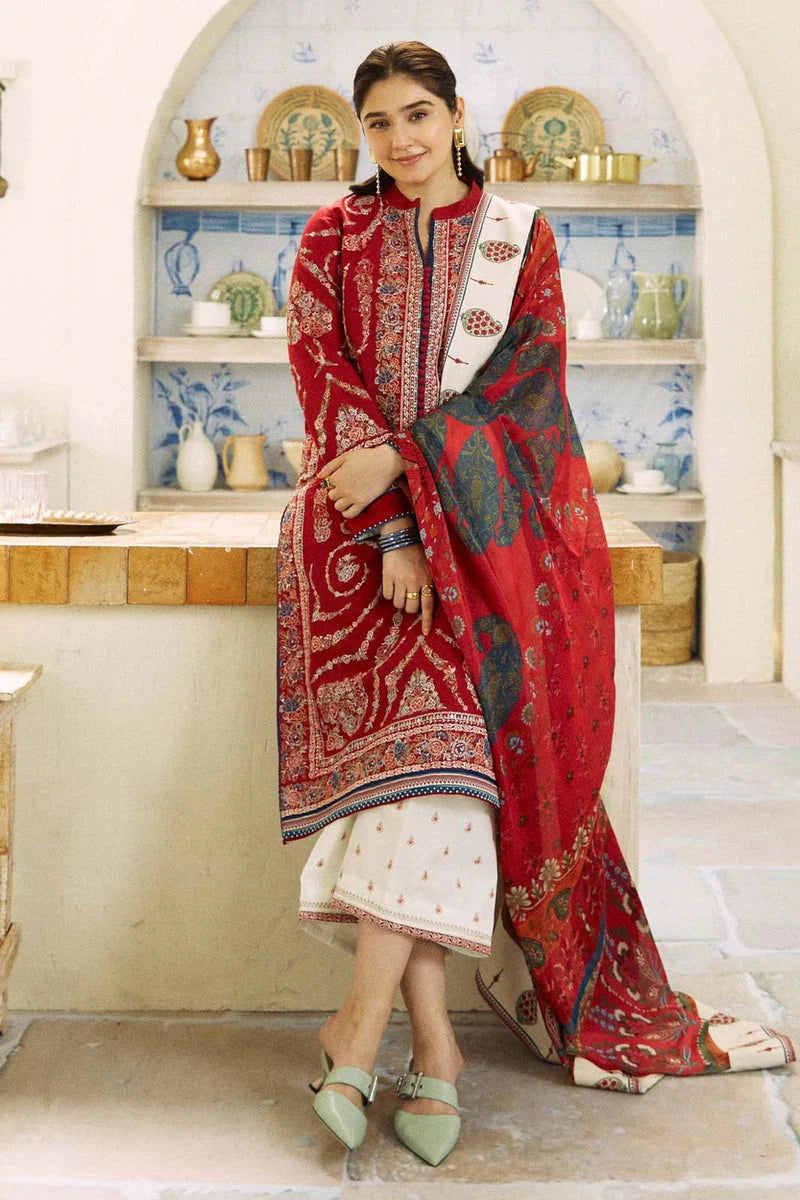 Embroidered 3PC Lawn With Printed Bana Dora Dupatta - DH1112