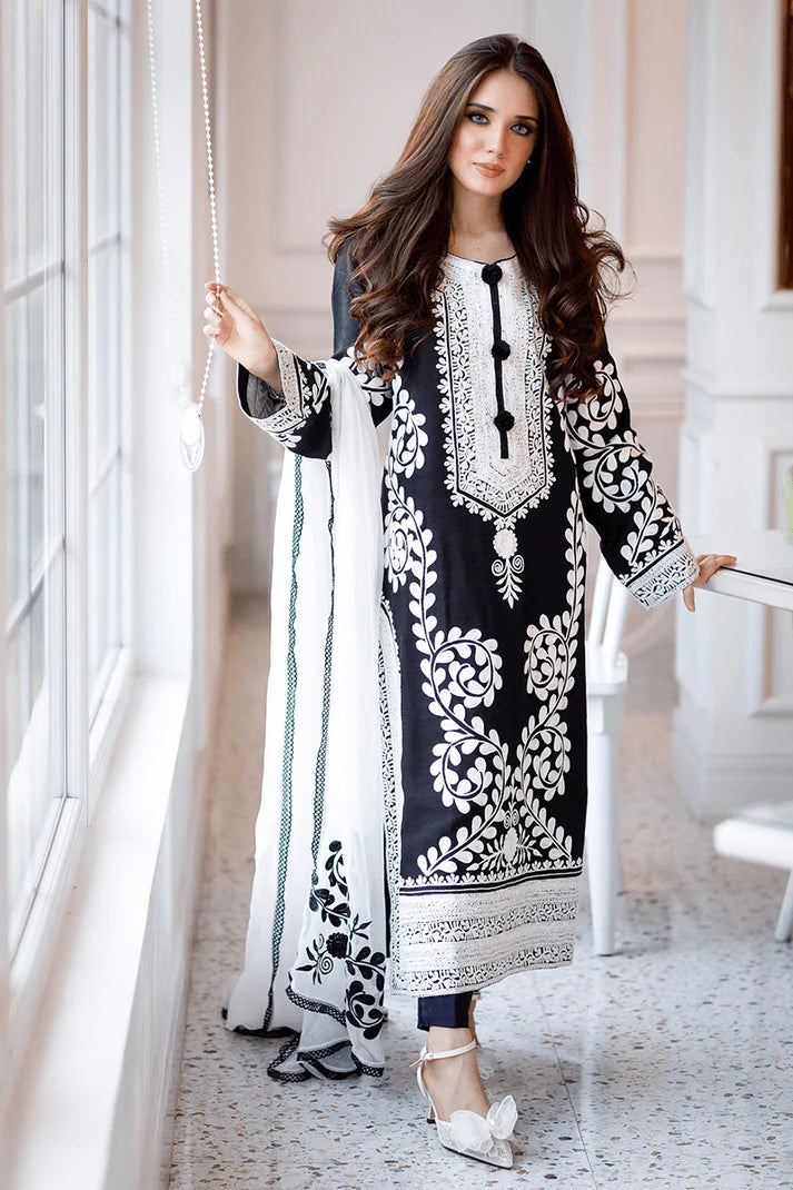 3PC Embroidered Lawn Dress With Embroidered Check Dupatta - DH1103